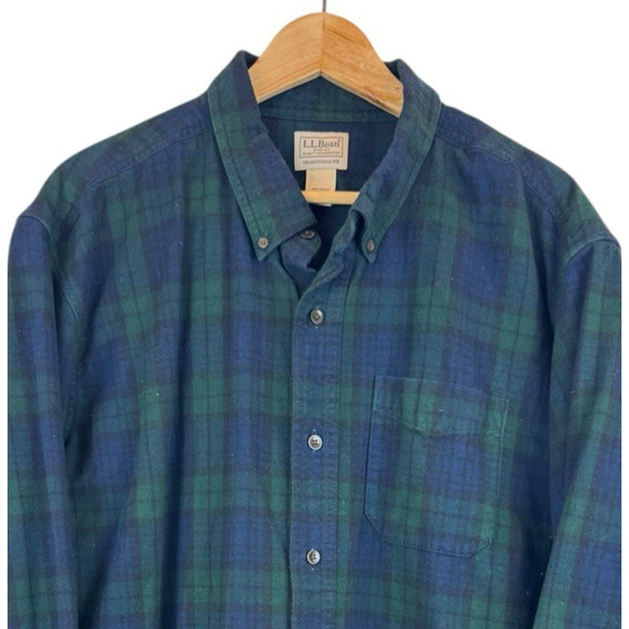LL Bean Watch Flannel Tartan Plaid Traditional Fit Shirt Men's XXL 100% Cotton - Picture 2 of 4